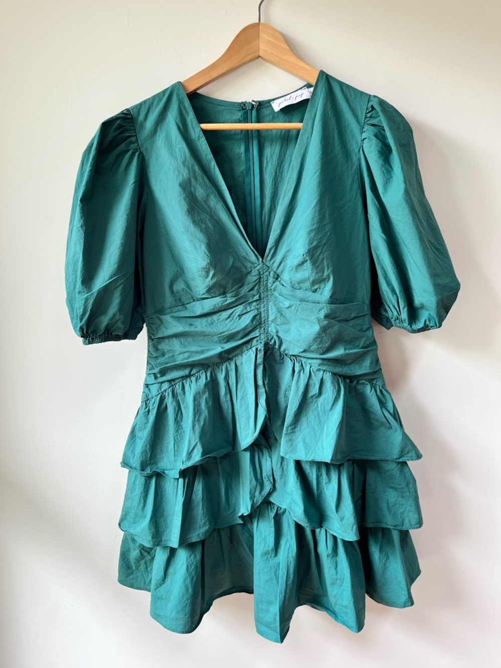 Petal & Pup Teal Puff Sleeve Mini Dress